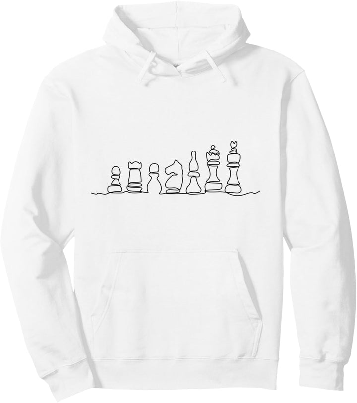 Schachspieler Schach Handgezeichnet One Line Art Kunst Spiel Pullover Hoodie