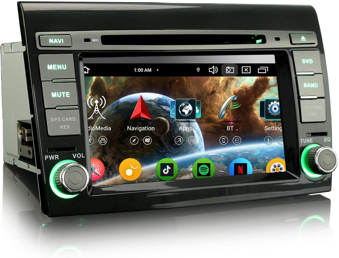 Erisin 8-Kern 4GB+64GB Android 14 Autoradio GPS Navi für FIAT BRAVO 7 Zoll DVD Player Touchscreen Un