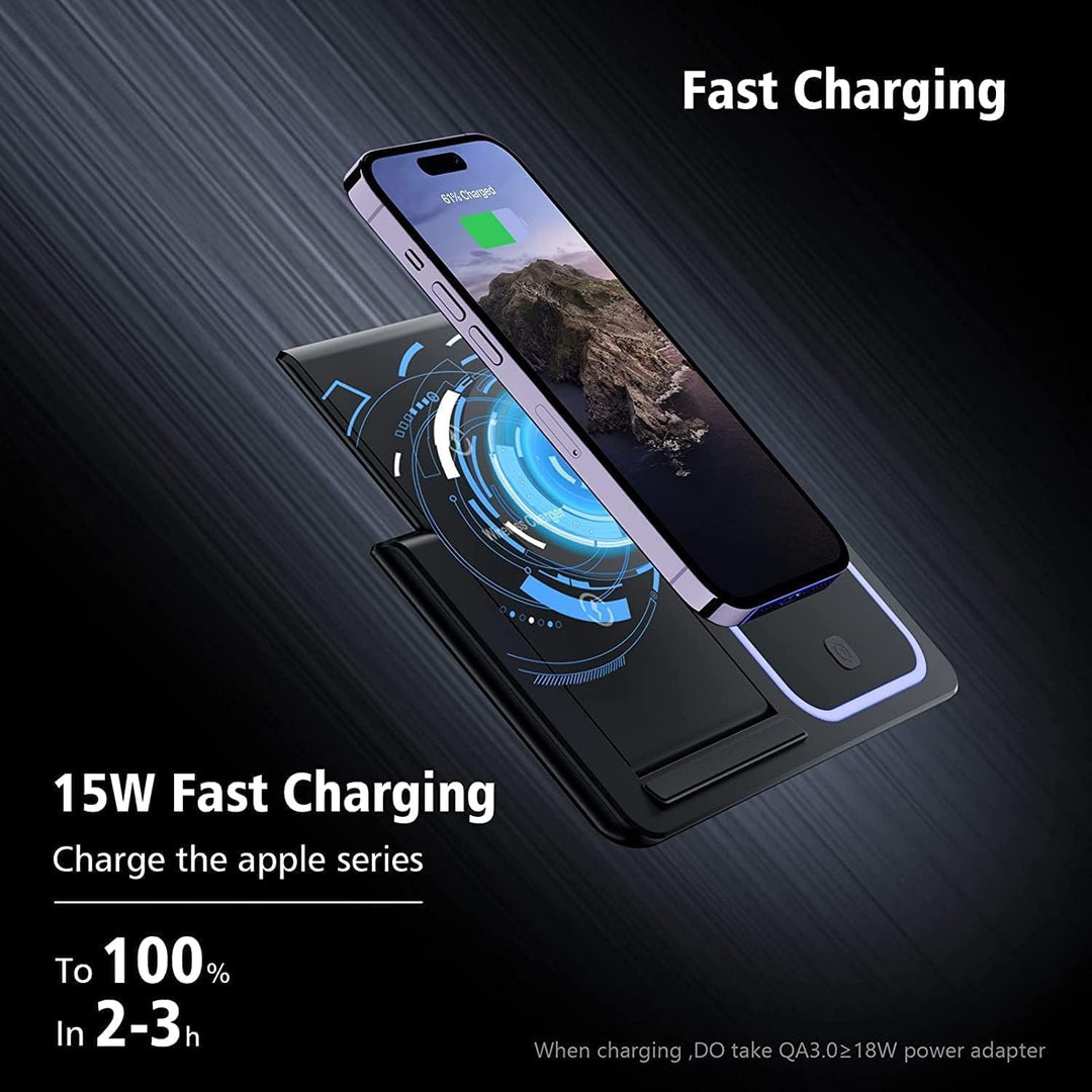 Kabelloses Ladegerät,Wireless Charger,3 in 1 Kabellose Ladestation, Schneller Kabelloser Ladeständer