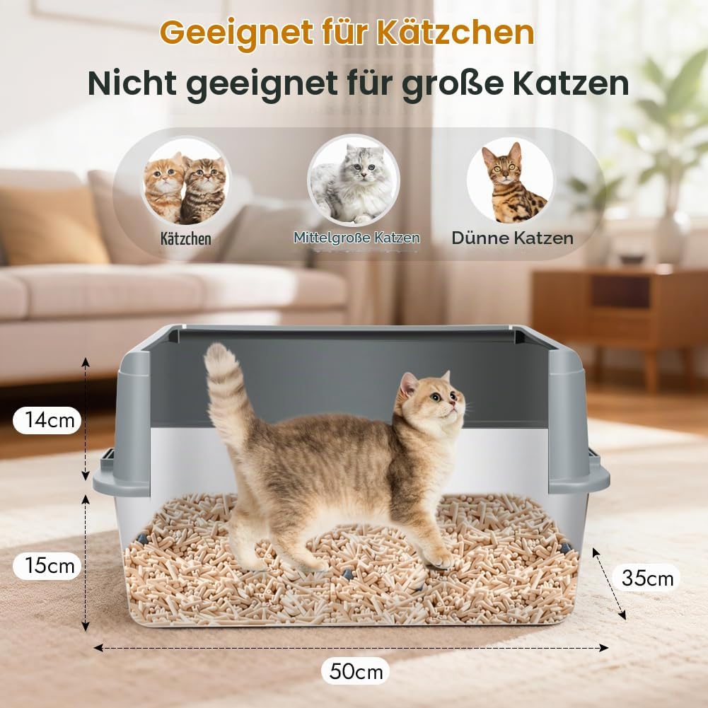 Vivifying Katzenklo Edelstahl, Leicht zu Reinigen und Geruchsresistent Katzentoilette Edelstahl Ausl