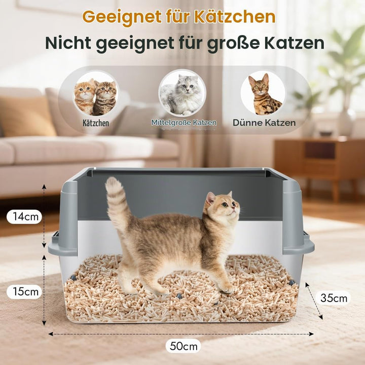 Vivifying Katzenklo Edelstahl, Leicht zu Reinigen und Geruchsresistent Katzentoilette Edelstahl Ausl