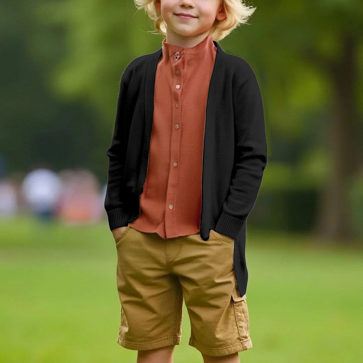 Cardigan Mädchen Lang Strickjacke Mit Taschen Strickcardigan Casual Langarm Strickmantel Kinder Open