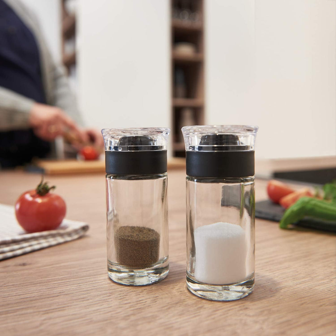 LEONARDO HOME Set 4tlg. Salz- und Pfefferstreuer mit Essig- und Ölflasche Cucina 4er Set Salz Pfeffe