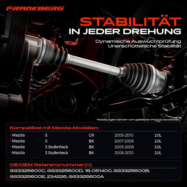 Frankberg 1x Antriebswelle Vorne Links Kompatibel mit 5 CR19 2.0L 2005-2010 Replace# 4950117050