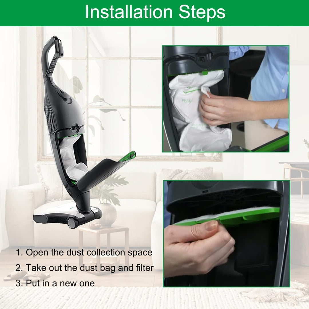 10 Stück Staubsaugerbeutel und 2 Fliter,für Vorwerk Kobold VK200 FP200 Filte,Premium Allergiker Geei
