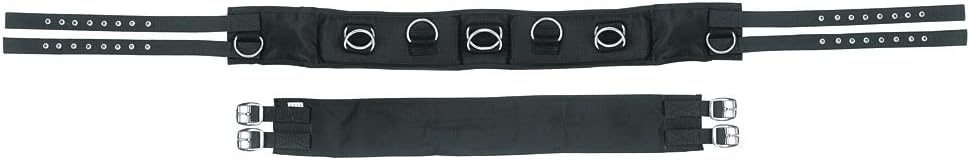 Kerbl Longiergurt, breit, 9 Ringe mit verstellbarem Bauchgurt Pony (160-200 cm Umfang) Farbe: schwar