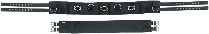Kerbl Longiergurt, breit, 9 Ringe mit verstellbarem Bauchgurt Pony (160-200 cm Umfang) Farbe: schwar