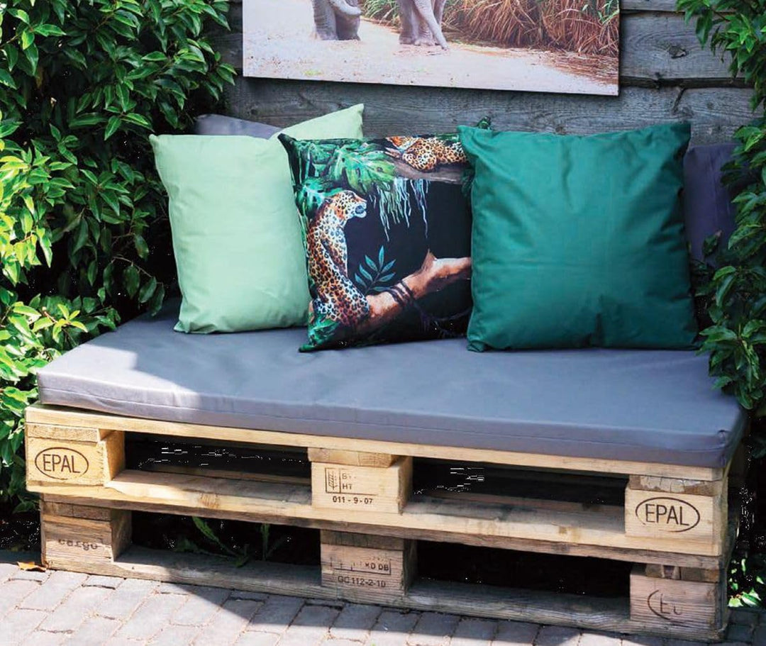 JACK 3er Set Outdoor Lounge Kissen 45x45cm 1x Motiv + 2X Wende Dekokissen inkl. Füllung Wasserfest S