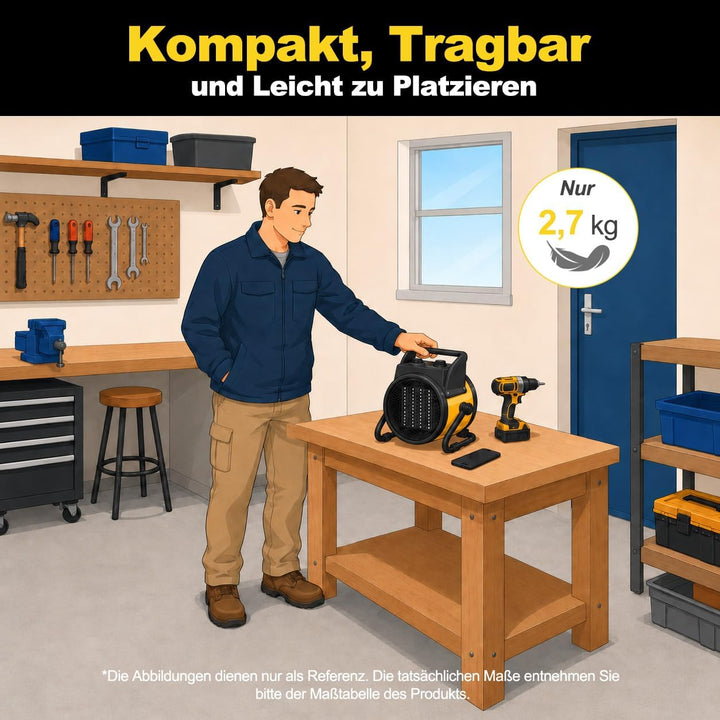 Heizlüfter 3000 Watt Keramik Heizstrahler Elektroheizer Bauheizer Bautrockner mit Thermostat Heizger