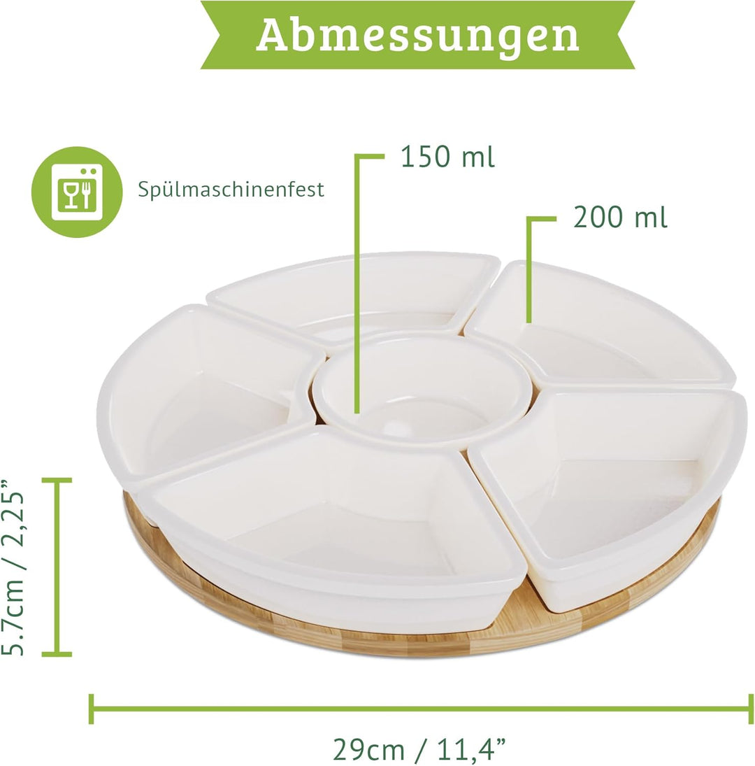 Chef Tacos - Snackteller - 26 cm - Mehrere Schalen mit Platz für leckere Snacks - Drehbarer Serviert