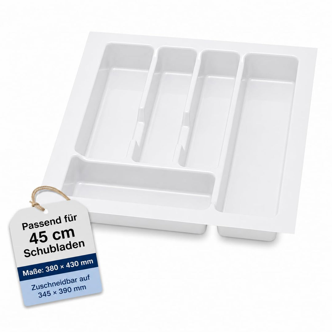 ALUSFERA Besteckkasten für Schubladen 45cm - Besteckeinsatz - Praktisch Schubladen Ordnungssystem -