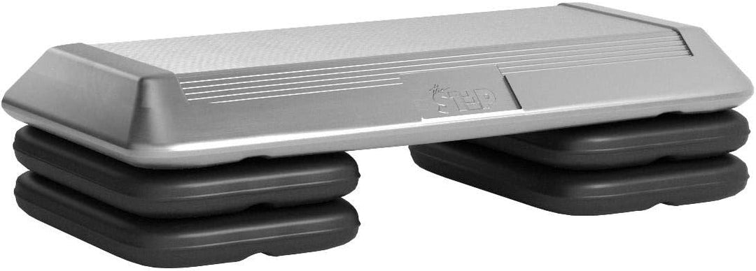 The Step Aerobic-Plattform, Renngrösse, Aerobic-Plattform, grau und original Schwarze Lifts 4 Abstan