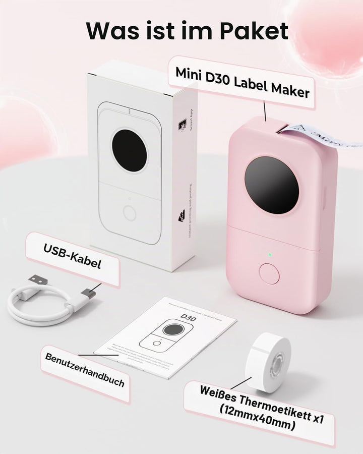 Phomemo D30 Etikettendrucker Aufkleberdrucker- Bluetooth Thermoetikettendrucker Entzückender Etikett