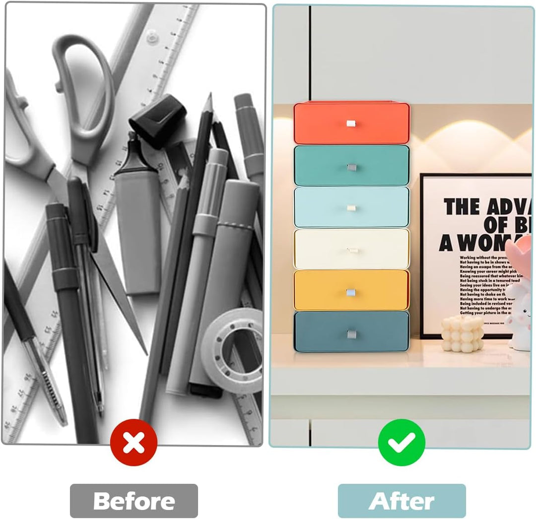 TIE-DailyNec 6 Stück Stapelbare Schubladenboxen, Kosmetik Organizer Schubladenbox, Aufbewahrungsbox