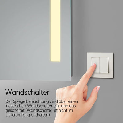 EMKE Badezimmerspiegel 60x80cm LED Badspiegel mit Beleuchtung Warmweissen Lichtspiegel Wandspiegel I