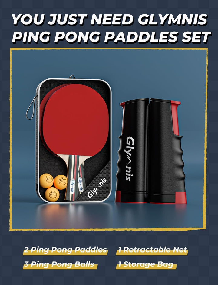 Glymnis Tischtennis-Set Tragbares Ping Pong Bälle Set für Indoor Outdoor Spiel Tischtennis-Training