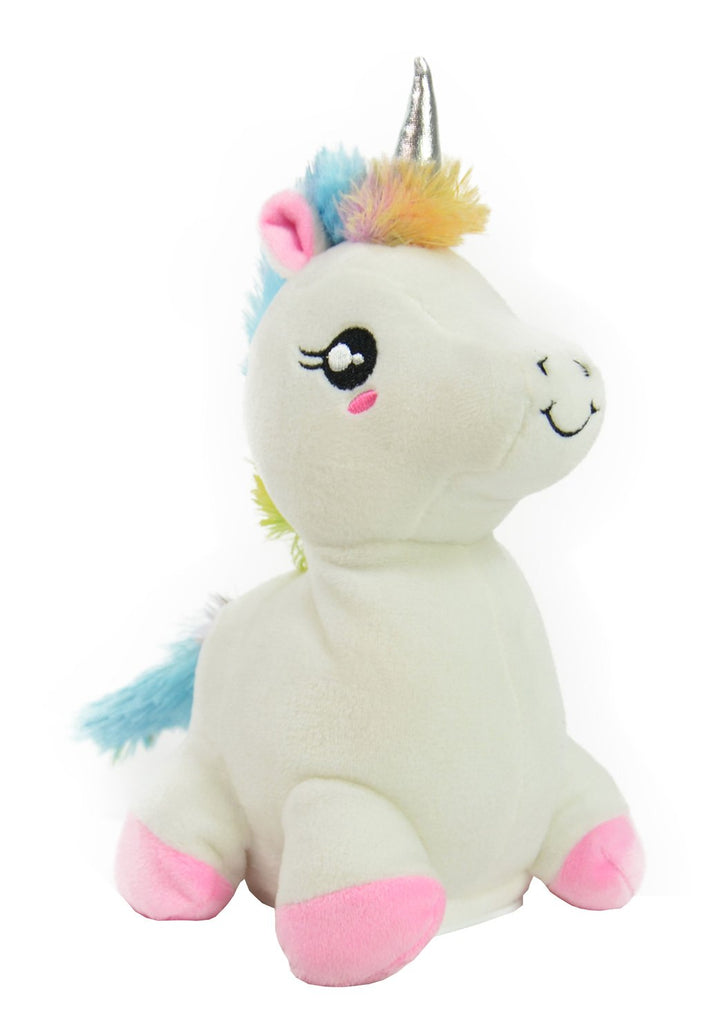 Kögler 75662 - Labertier Einhorn Snowflake, ca. 27 cm gross, nachsprechendes Plüschtier mit Wiederga