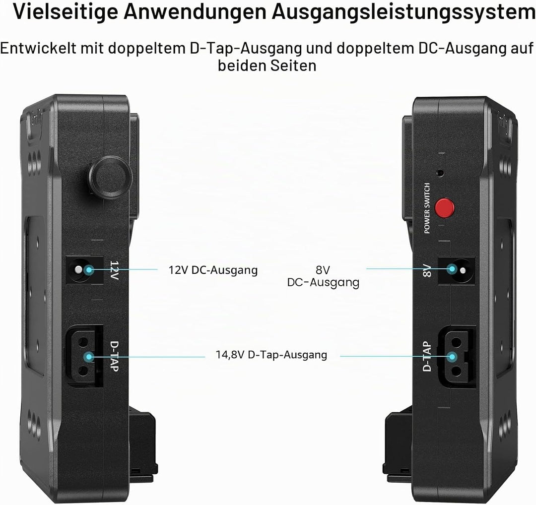 SMALLRIG V-Mount Akkuplattenadapter mit doppelter 15-mm-Stabklemme, für spiegellose/DSLR-Kamera, für