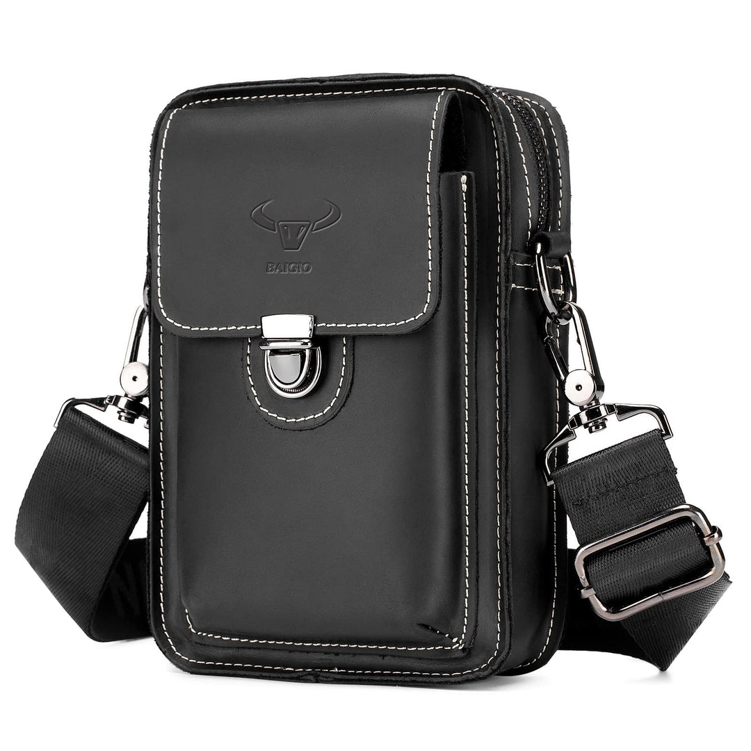 BAIGIO Handytasche Leder Vintage Gürteltasche Herren Hüfttasche Klein Schultertasche Umhängetasche R