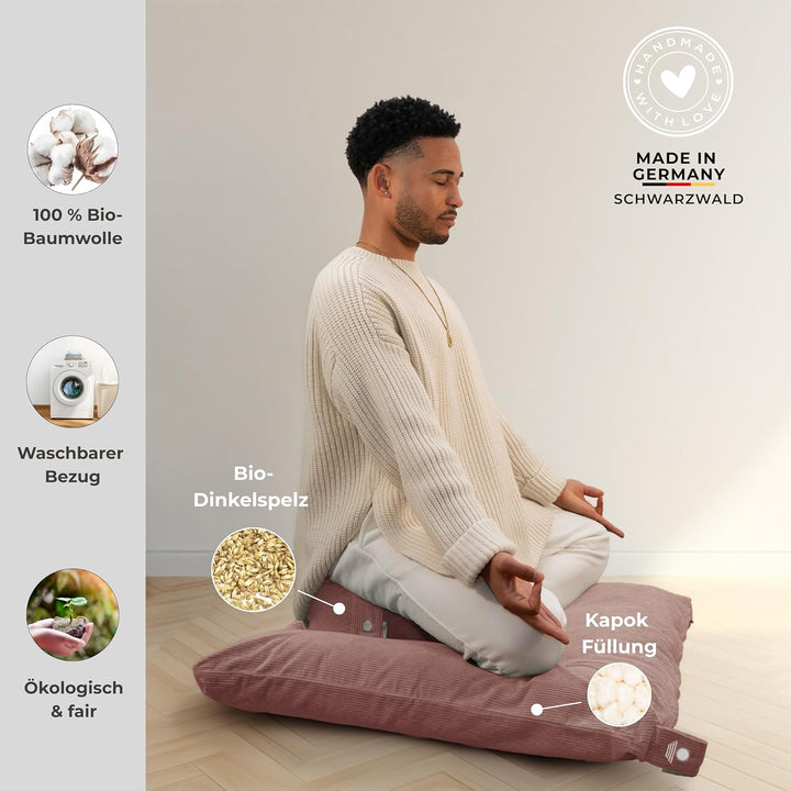 INNER PEACE Meditationskissen Set Cord XL Premium | Rundes Meditationskissen & Zabuton Meditationsma