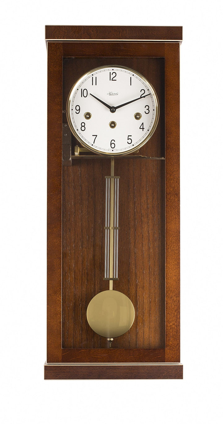 Hermle 70989-030341 Progressistische Wanduhr 4 4 Westminster, Nussbaum 57cm x 22,5cm x 13 cm, 1