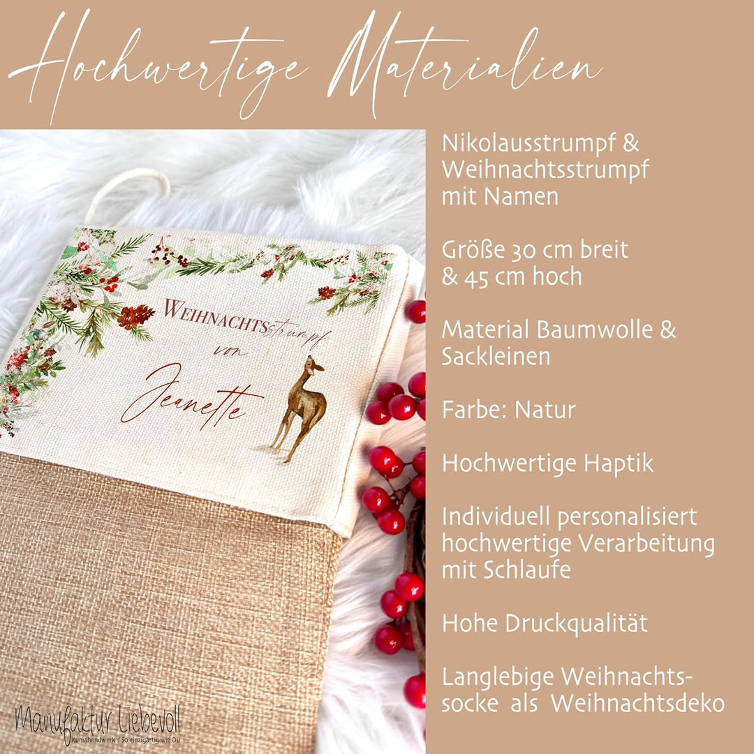Manufaktur Liebevoll I Nikolausstrumpf Nikolausstiefel personalisiert Kinder Erwachsene Weihnachtsst