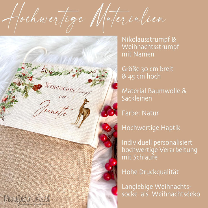 Manufaktur Liebevoll I Nikolausstrumpf Nikolausstiefel personalisiert Kinder Erwachsene Weihnachtsst