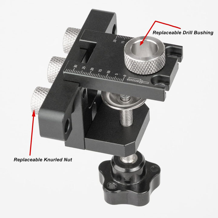 Gugxiom 3-in-1 Doweling Jig Kit, Pocket Hole Jig mit 4 Messing-Lokatoren, Lasergravur und 8/10-mm-St