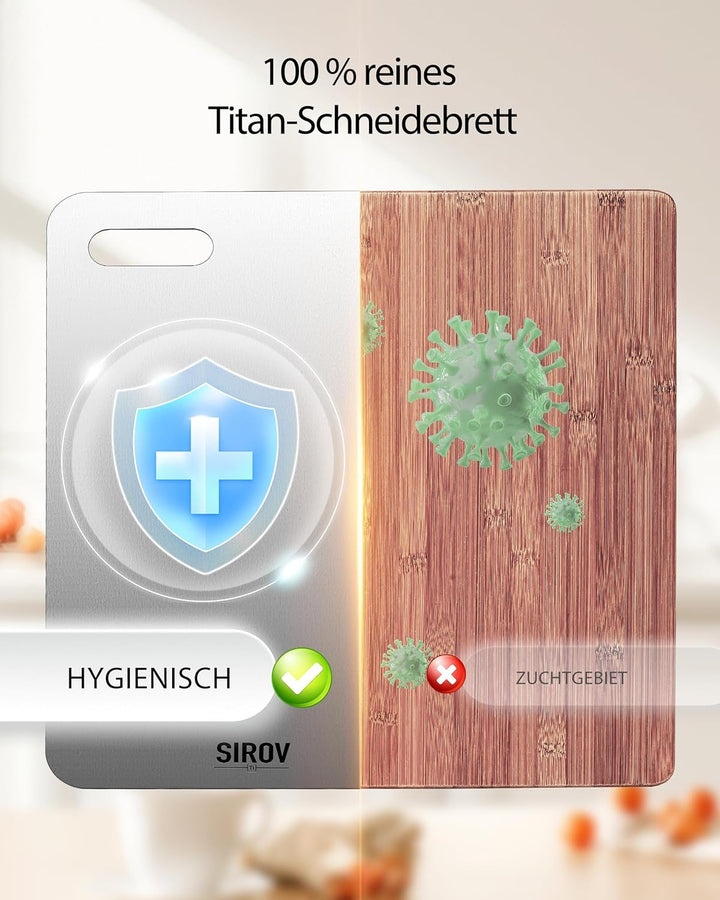 Titan Schneidebrett 3er Set, 100% reines Titan, lebensmittelecht, BPA-frei, hitzebeständig und langl