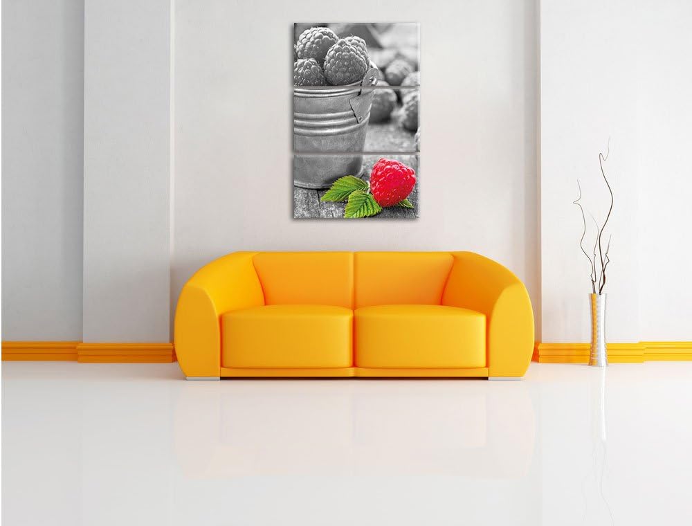 Pixxprint Früchte Eimer Obst Fruit Food als Leinwandbild | Grösse: 3 Teilig (120x80) | Wandbild| Kun