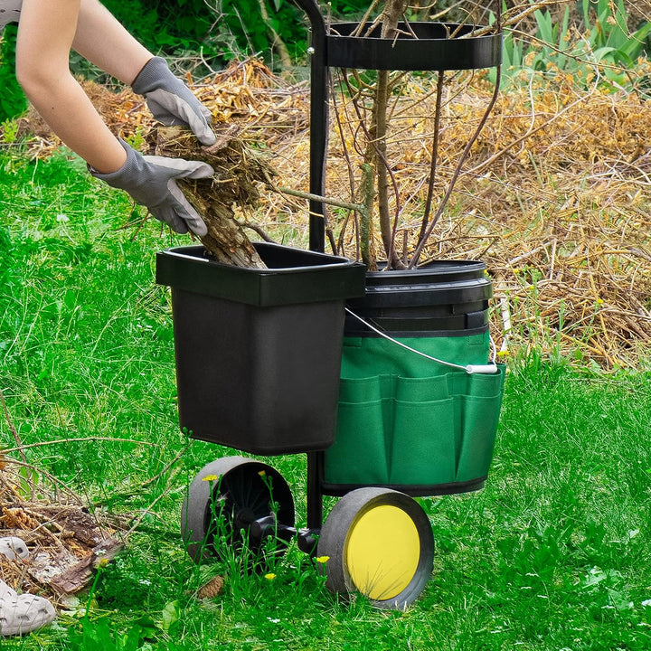 UPP Garten- &amp; Werkzeugtrolley I Transportwagen mit 12 &amp; 20 L Eimer | Gerätehalter und Tasche mit 12