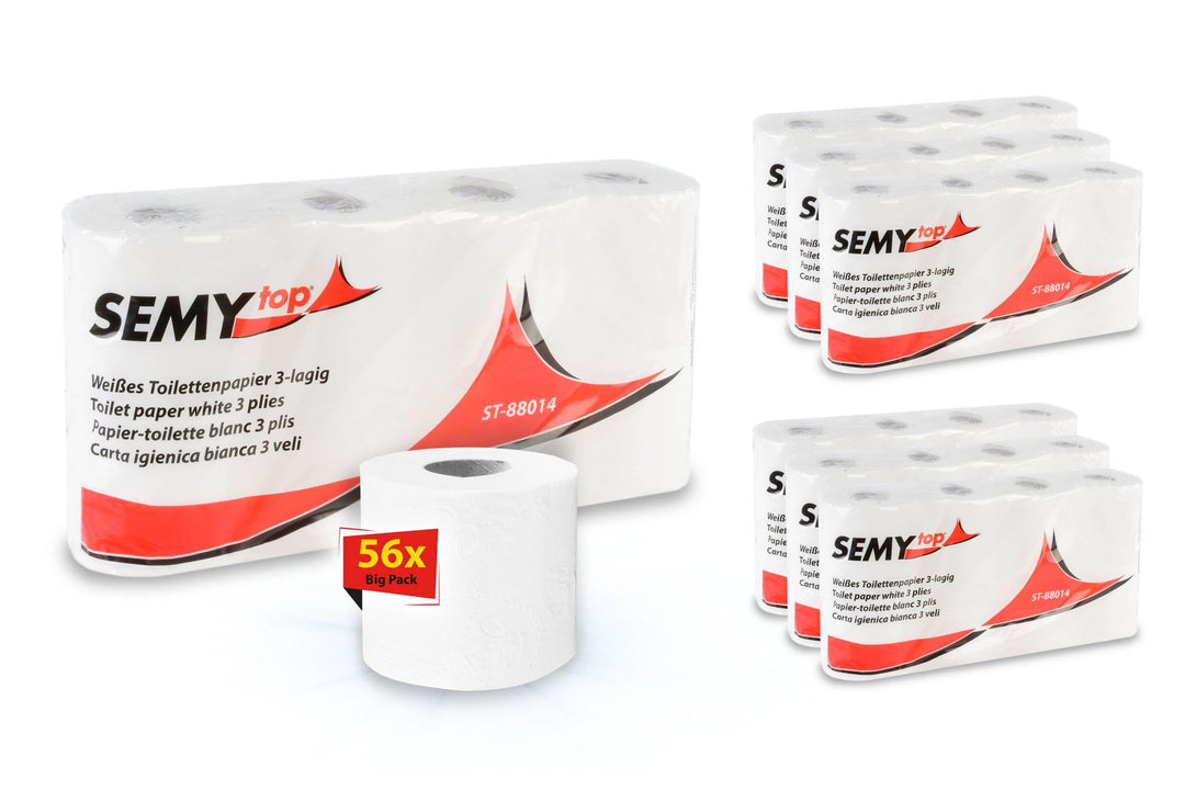 Semy Top Toilettenpapier 3 lagig 250 Blatt hochweiss, 7er Pack (7 x 8 Stück)