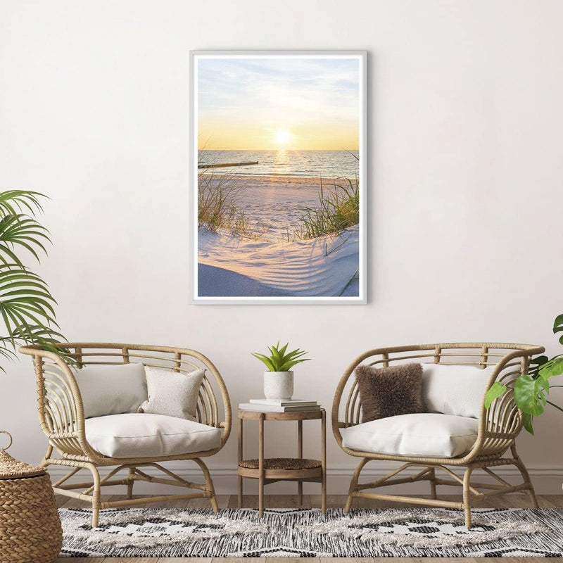 Poster Weissrahmen Deko 70x100cm Düne Strand Meer Wandposter Art Prints Wanddeko Bild Wand Kunstdruc