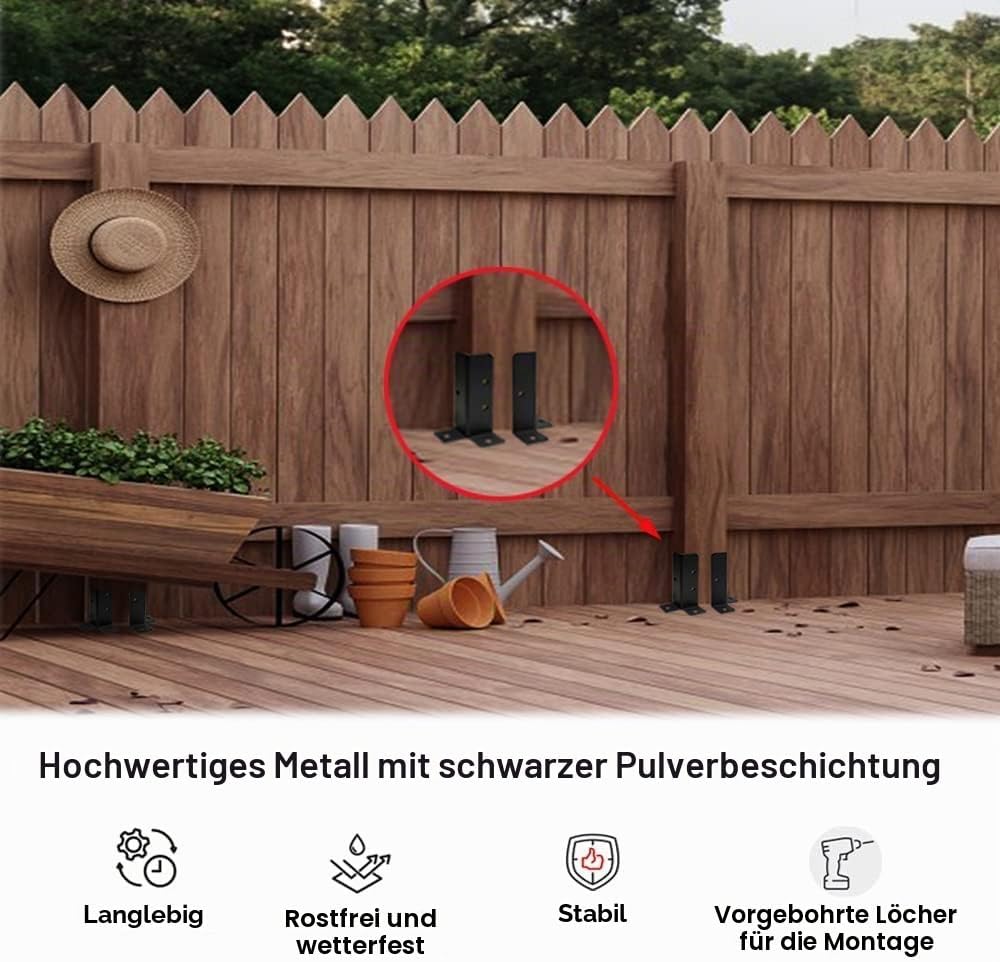 VANROUG 4pcs post anchor adjustable Post Shoe Fence Square Wooden Posts Ground Sleeve Fence Support