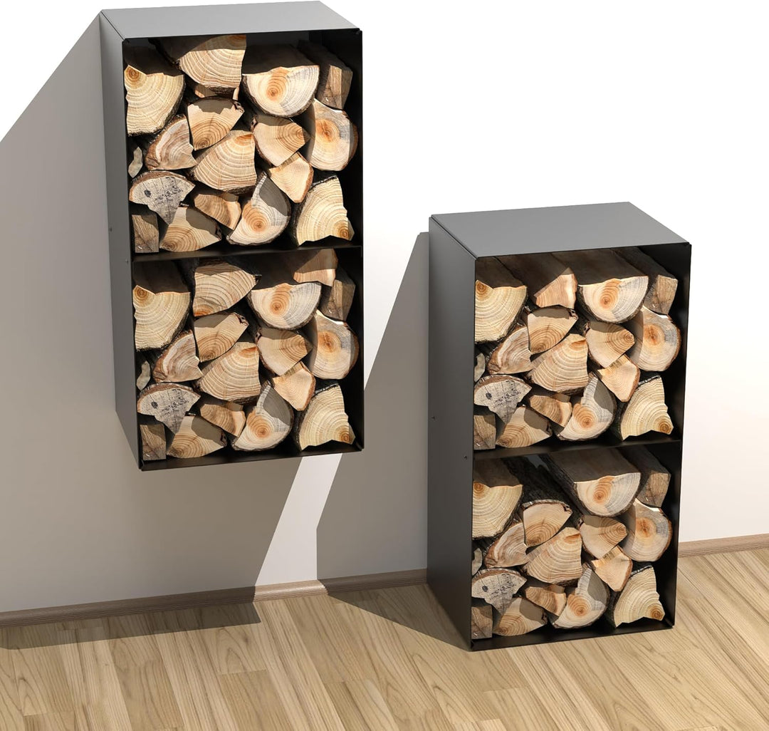 teileplus24 BHS7 Kaminholzregal Innen Aussen | Brennholzregal Metall | Kaminholzkorb | Industrial Lo