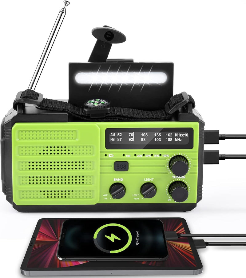 MILFECH 8000mAh Solar Radio, Kurbelradio Tragbar AM/FM Dynamo Wetter Notfallradio, LED Taschenlampe