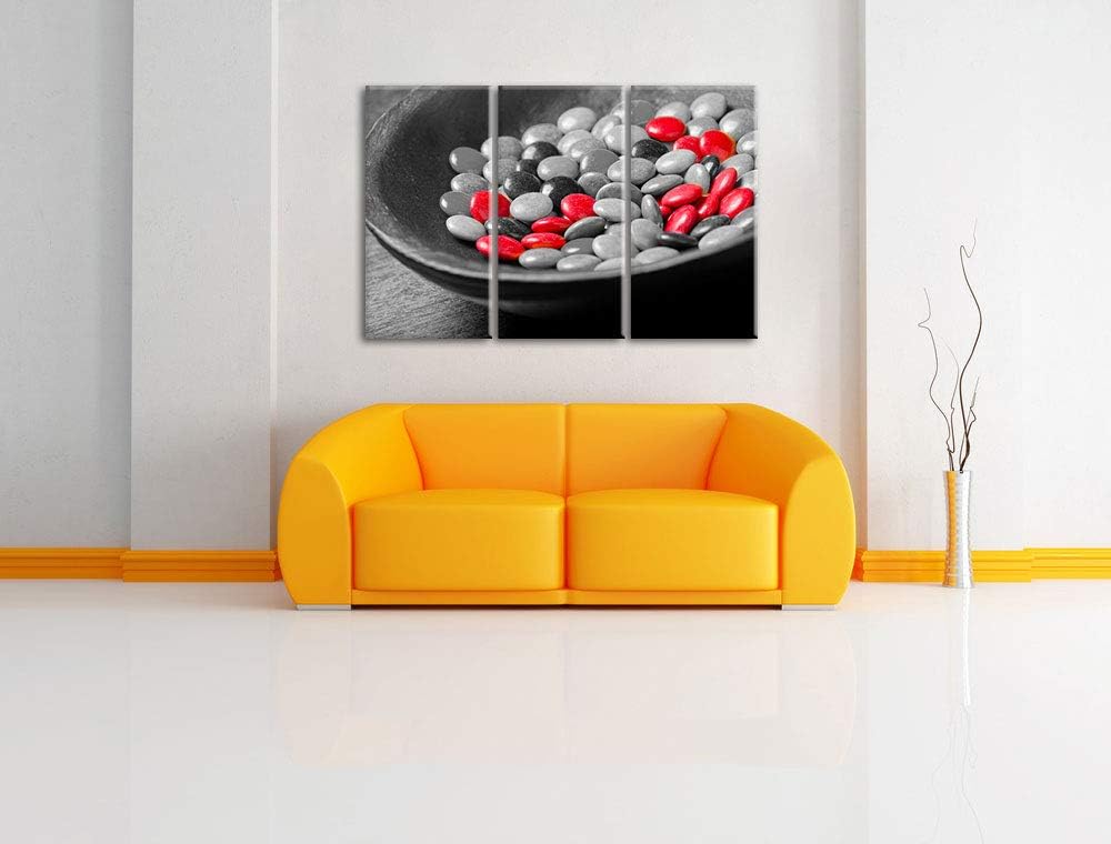 Schokolade Smarties Schoko Süssigkeiten schwarz/weiss 3-Teiler Leinwandbild 120x80 Bild auf Leinwand