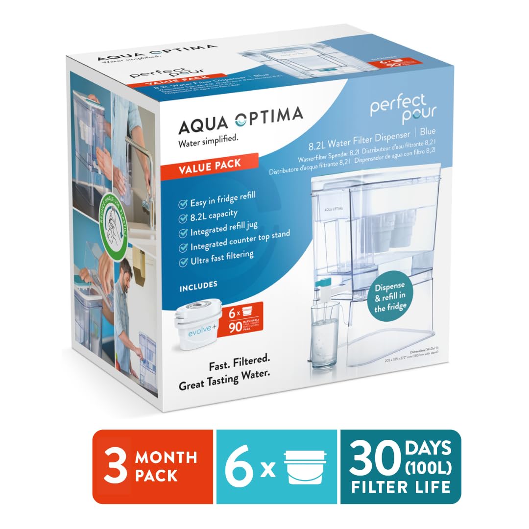 Aqua Optima Laica WD1001 Filtered Water Tank 8,2 l mit 6 Filtern für Fridge oder Counttop Water Disp