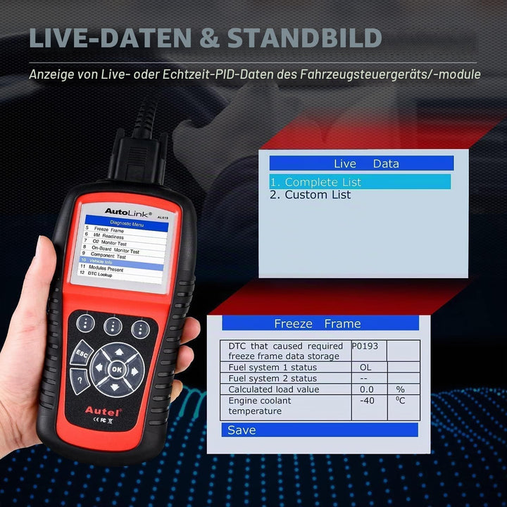Autel AutoLink AL619 2023 Neuester OBD2 Scanner, Auto ABS/SRS Diagnosegerät, Zurücksetzen der ABS Ai