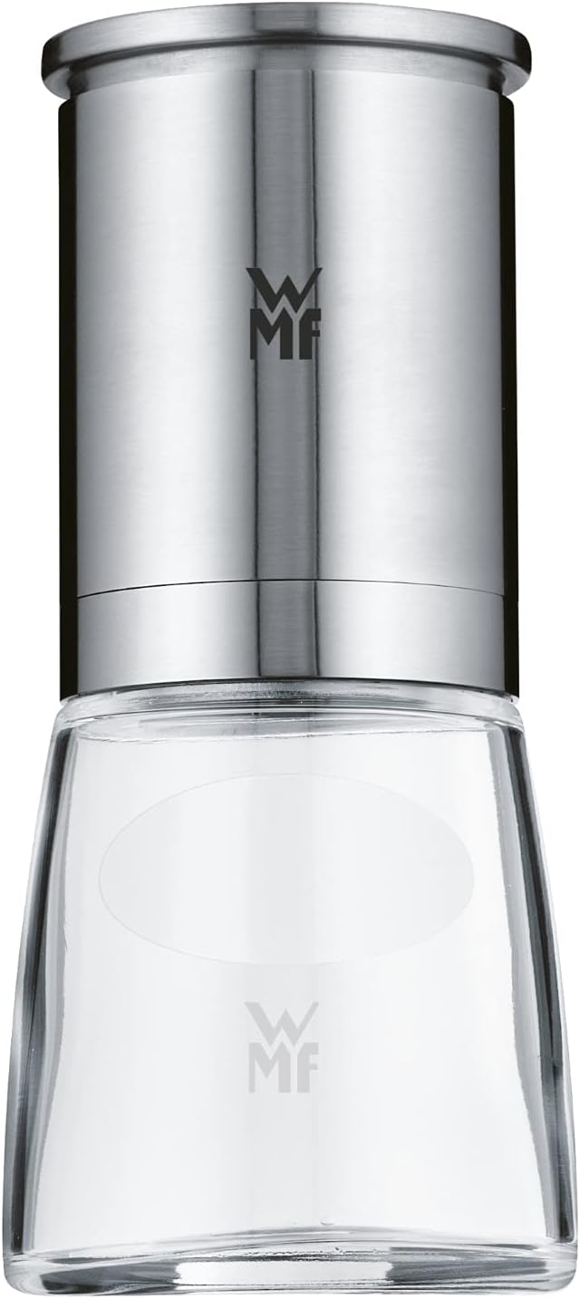 WMF De Luxe Salz und Pfeffermühle, unbefüllt, Cromargan Edelstahl Glas, Keramikmahlwerk, Mühle für S