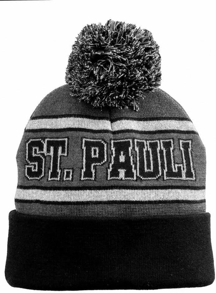 FC St. Pauli Bommelmütze Wintermütze Einheitsgrösse grau/schwarz, Einheitsgrösse grau/schwarz