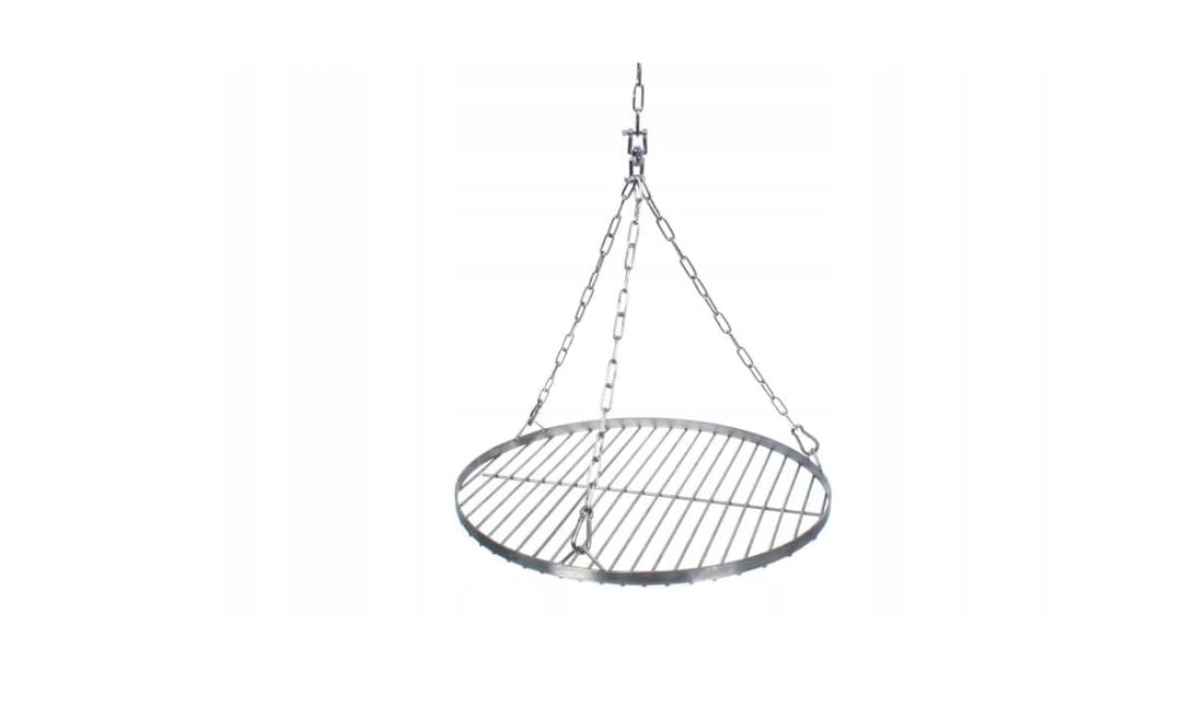 Grillrost Edelstahl für Dreibein Grill Ø 700 mm mit Kette - Feuerrost Rund höhenverstellbar Kurbel -