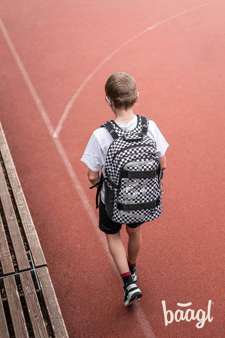 Baagl Schulrucksack für Jungen Mädchen Teenager - Skateboard Rucksack - Kinderrucksack mit Laptopfac