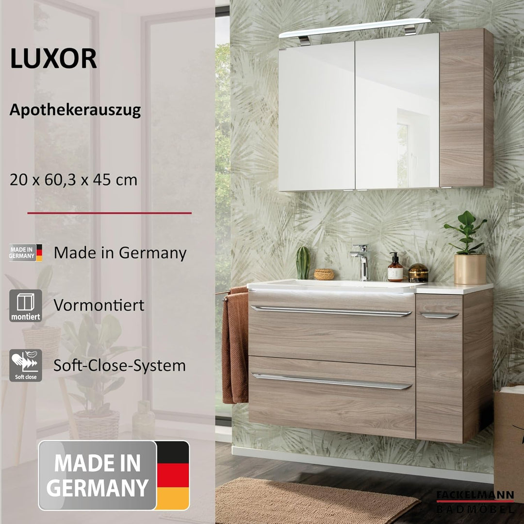 FACKELMANN Unterschrank Luxor mit Apothekerauszug/Badschrank mit Soft-Close/Masse (B x H x T): ca. 2