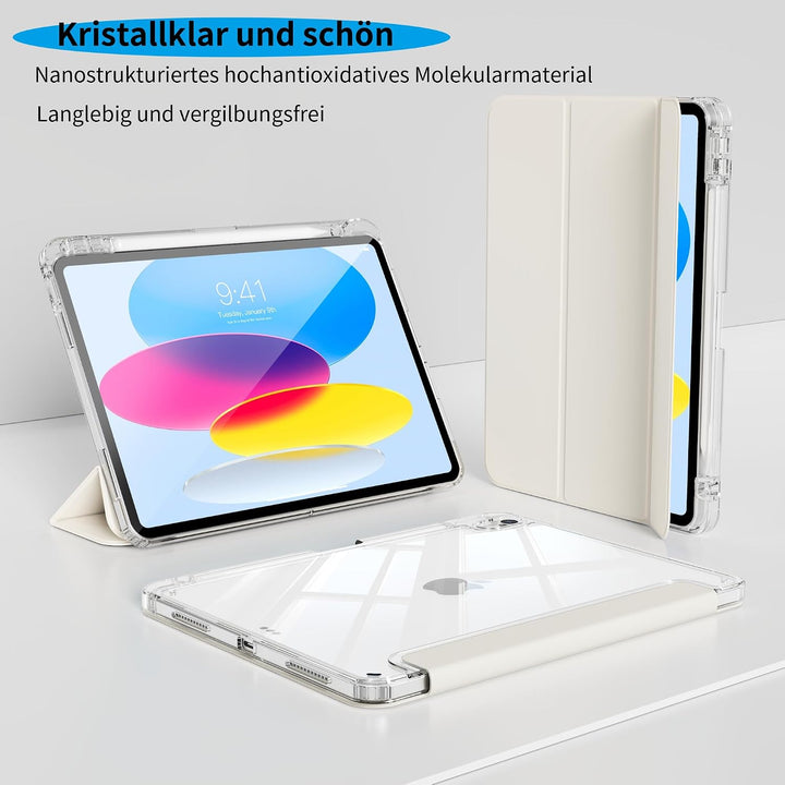 Klar Hülle für iPad Air 11 Zoll/iPad Air 10,9 Zoll, Cremeweiss | Transparente Antioxidantien PC-Rück