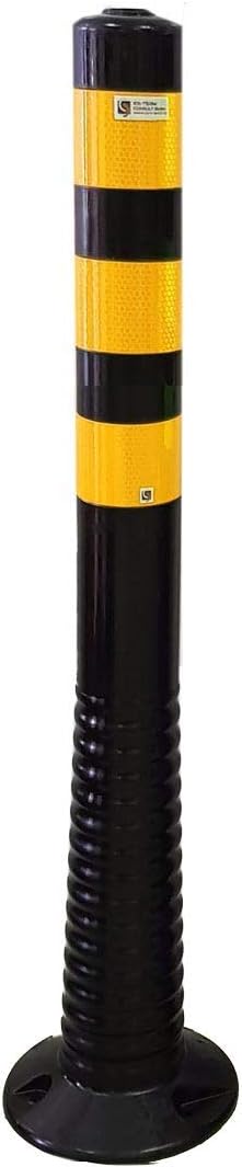 Poller, Pfosten, Absperrpfosten flexibel schwarz Höhe 750mm Ø 80mm gelb reflektierende Streifen Klas