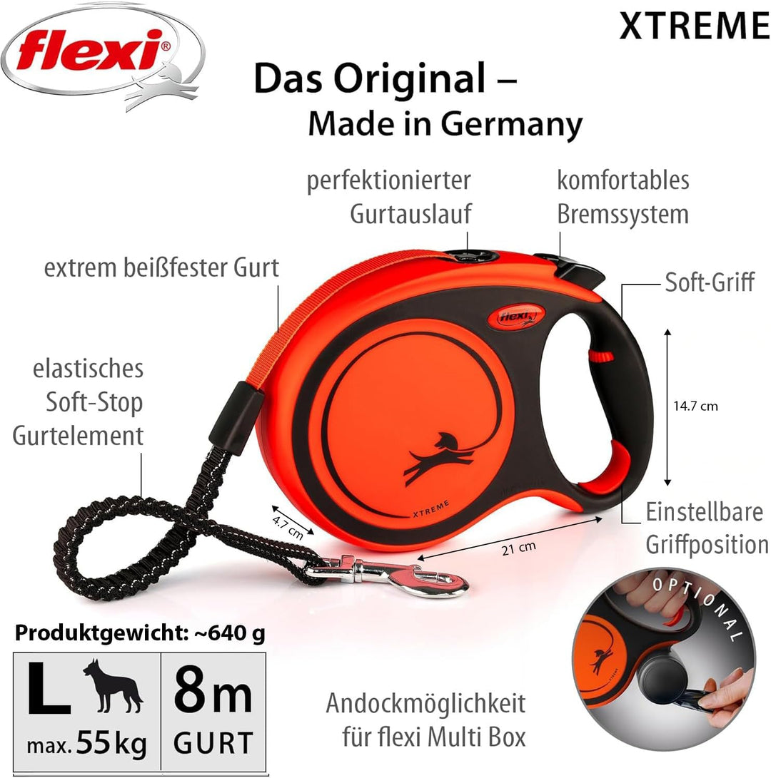 Flexi XT30T8-251-OR Leine Xtreme L Tape 8m orange Orange L, Orange L