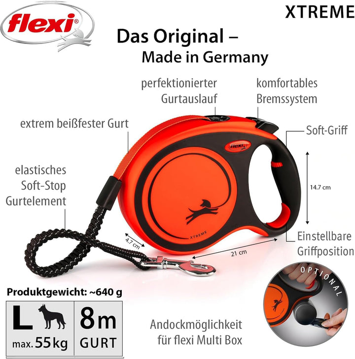 Flexi XT30T8-251-OR Leine Xtreme L Tape 8m orange Orange L, Orange L