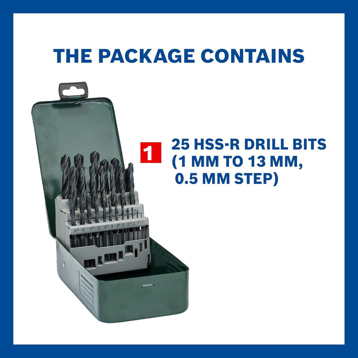Bosch 25tlg. Metallbohrer-Set HSS-R rollgewalzt