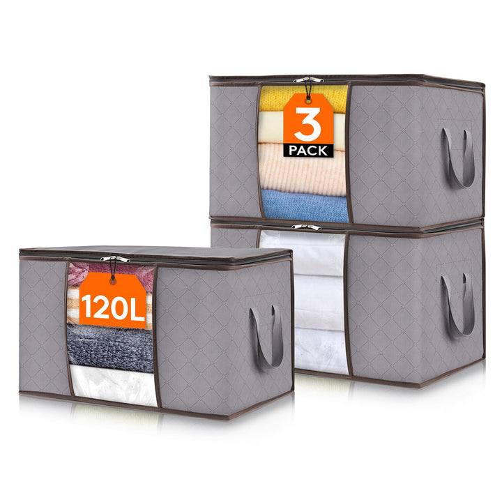 Lifewit 120L Aufbewahrungstasche für Bettdecken, Gross Aufbewahrungsbox mit Deckel Kleidung Aufbewah